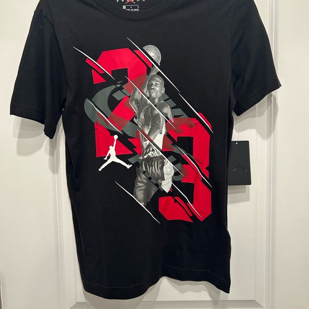Jordan Black and Red Short Sleeve Tee with Dynamic Graphic